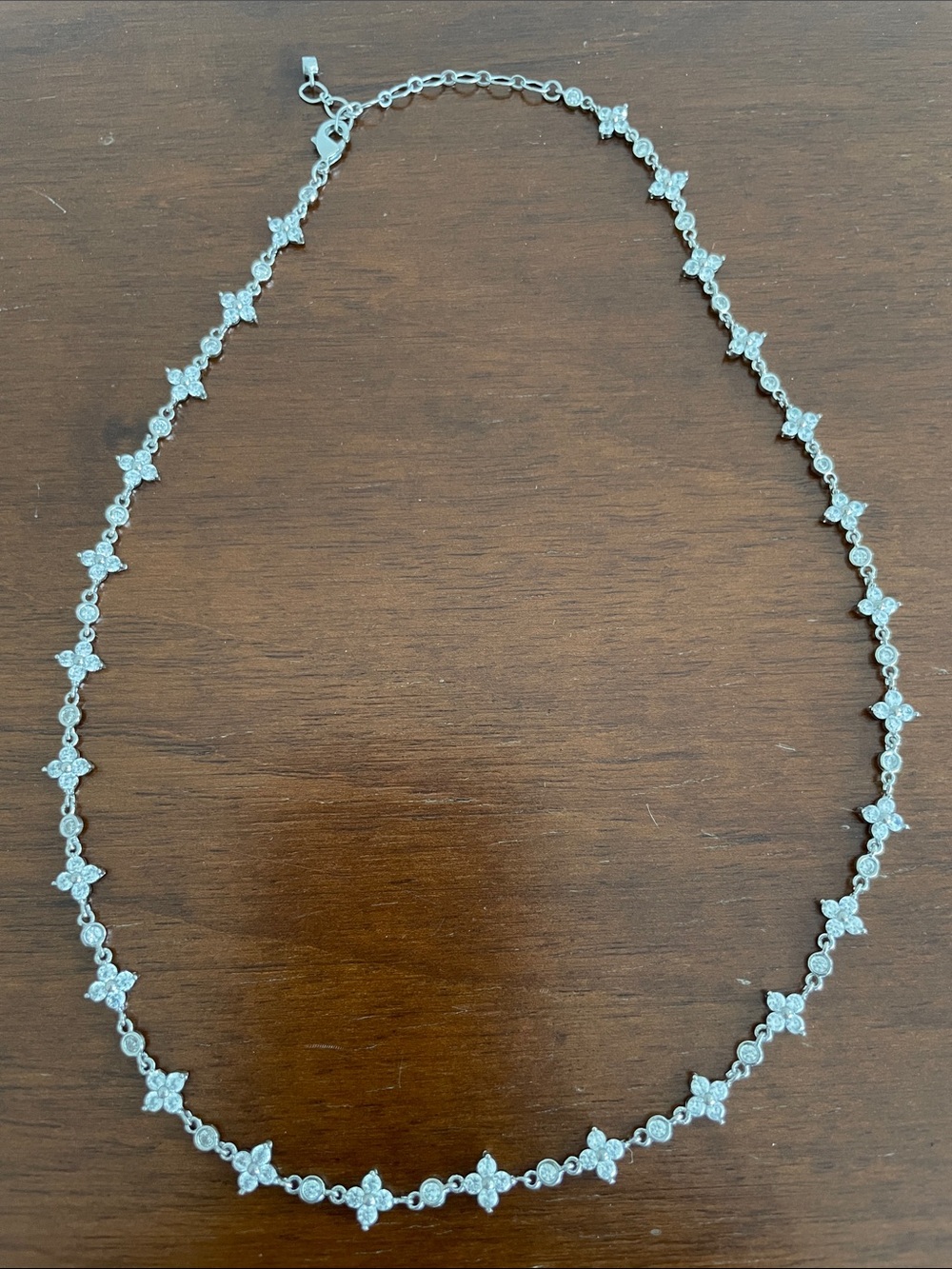 Silver Colour Floral Clear Crystal Choker/Necklace